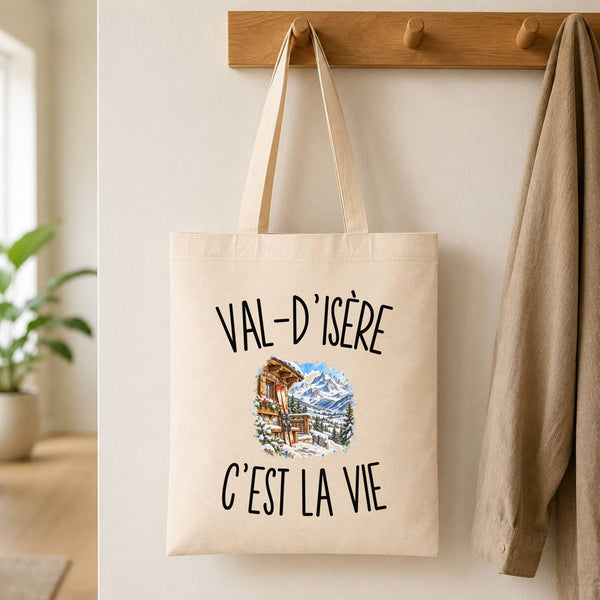 Tote Bag Beige Val-d’Isère c’est la vie