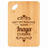 Planche bambou gravée personnalisée femme idée cadeau Fête des Mères apéro 30×20 prénom cuisine plateau fromage anniversaire noel maman mamie