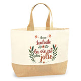 Sac Jute Fête des Mères Fêtes des Pères Mamie Papi Famille Idée Cadeau anniversaire Noël Travail Boulot Métier Départ Retraite Collègue Femme Homme