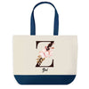 Sac de shopping bleu Zoé Lettre Fleur