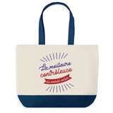 Sac de shopping bleu Contrôleuse Meilleure du Monde