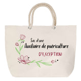 Sac Fête des Mères Mamie Famille Idée Cadeau anniversaire Noël Travail Boulot Métier Départ Retraite Collègue Femme cabas shopping plage