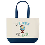 Sac de shopping bleu Géographie c'est la Vie