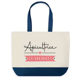 Sac de shopping bleu Apicultrice en Vacances