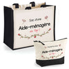Cabas femme sac plage ou shopping tote bag pochette trousse Idée cadeau original pour anniversaire Noël travail départ retraite collègue famille fete des mères maman mamie