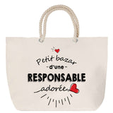 Sac Fête des Mères Mamie Famille Idée Cadeau anniversaire Noël Travail Boulot Métier Départ Retraite Collègue Femme cabas shopping plage