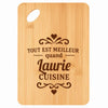 Planche bambou gravée personnalisée femme idée cadeau Fête des Mères apéro 30×20 prénom cuisine plateau fromage anniversaire noel maman mamie