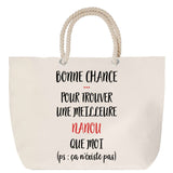 Sac Fête des Mères Mamie Famille Idée Cadeau anniversaire Noël Travail Boulot Métier Départ Retraite Collègue Femme cabas shopping plage