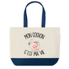 Sac de shopping bleu Cochon c'est la Vie