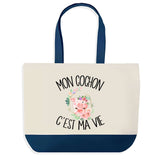 Sac de shopping bleu Cochon c'est la Vie