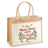 Sac Fête des Mères Mamie Famille Idée Cadeau anniversaire Noël Travail Boulot Métier Départ Retraite Collègue Femme cabas shopping plage