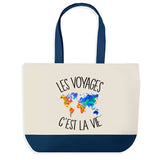 Sac de shopping bleu Voyages c'est la Vie