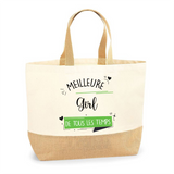 Sac Jute Fête des Mères Fêtes des Pères Mamie Papi Famille Idée Cadeau anniversaire Noël Travail Boulot Métier Départ Retraite Collègue Femme Homme