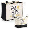 Cabas homme ou femme sac plage ou shopping tote bag pochette trousse Idée cadeau original pour anniversaire Noël travail départ retraite collègue famille fete des mères fetes des pères papa maman mamie papi