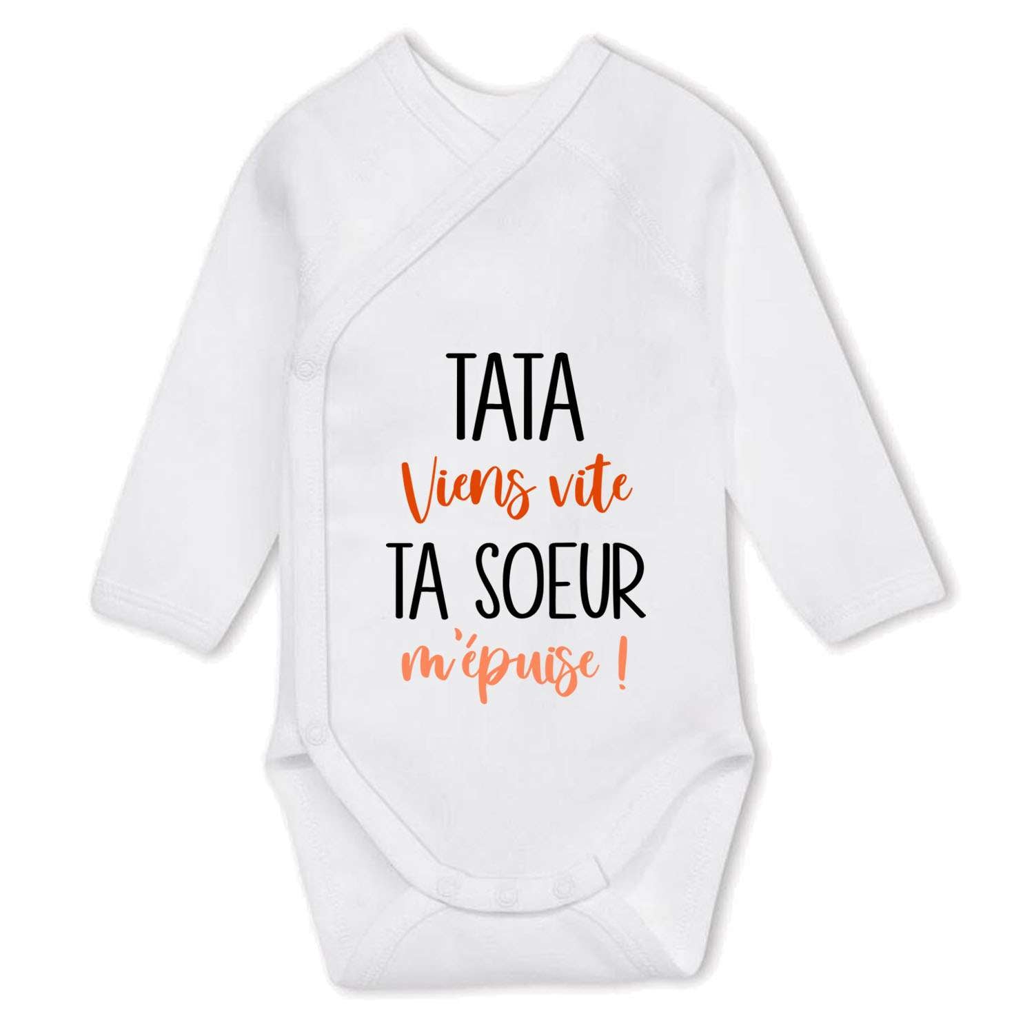 Body Bébé Manches Longues Personnalisé "Tonton à L'aide" - 100% Coton Oeko-Tex, Cadeau Naissance