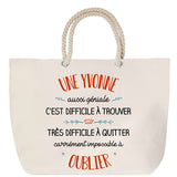 Sac Fête des Mères Mamie Famille Idée Cadeau anniversaire Noël Travail Boulot Métier Départ Retraite Collègue Femme cabas shopping plage