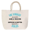 Sac Fête des Mères Mamie Famille Idée Cadeau anniversaire Noël Travail Boulot Métier Départ Retraite Collègue Femme cabas shopping plage