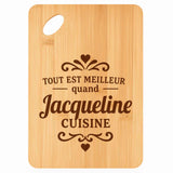 Planche bambou gravée personnalisée femme idée cadeau Fête des Mères apéro 30×20 prénom cuisine plateau fromage anniversaire noel maman mamie