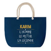 Sac de plage Bleu anse corde Karim Mythe Légende -jaune