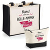 Cabas femme sac plage ou shopping tote bag pochette trousse Idée cadeau original pour anniversaire Noël travail départ retraite collègue famille fete des mères maman mamie