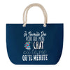 Sac de plage Bleu anse corde Chat Travailler Dur