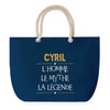 Sac de plage Bleu anse corde Cyril Mythe Légende -jaune