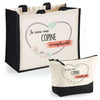 Cabas femme sac plage ou shopping tote bag pochette trousse Idée cadeau original pour anniversaire Noël travail départ retraite collègue famille fete des mères maman mamie