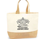 Sac Jute Fête des Mères Fêtes des Pères Mamie Papi Famille Idée Cadeau anniversaire Noël Travail Boulot Métier Départ Retraite Collègue Femme Homme