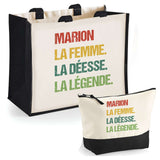 Cabas femme sac plage ou shopping tote bag pochette trousse Idée cadeau original pour anniversaire Noël travail départ retraite collègue famille fete des mères maman mamie