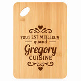 Planche bambou gravée personnalisée homme idée cadeau Fête des Pères apéro 30×20 prénom cuisine plateau fromage anniversaire noel papa papi 