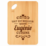 Planche bambou gravée personnalisée femme idée cadeau Fête des Mères apéro 30×20 prénom cuisine plateau fromage anniversaire noel maman mamie