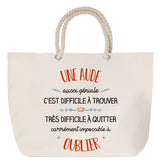 Sac Fête des Mères Mamie Famille Idée Cadeau anniversaire Noël Travail Boulot Métier Départ Retraite Collègue Femme cabas shopping plage