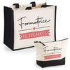 Cabas femme sac plage ou shopping tote bag pochette trousse Idée cadeau original pour anniversaire Noël travail départ retraite collègue famille fete des mères maman mamie