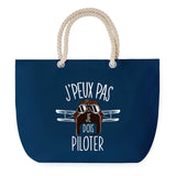 Sac de plage Bleu anse corde J'peux Pas Aviation Pilote