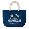 Sac de plage Bleu anse corde Certifié meilleur Assistant Social