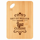 Planche bambou gravée personnalisée femme idée cadeau Fête des Mères apéro 30×20 prénom cuisine plateau fromage anniversaire noel maman mamie