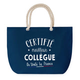 Sac de plage Bleu anse corde Certifié meilleur Collègue