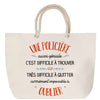 Sac Fête des Mères Mamie Famille Idée Cadeau anniversaire Noël Travail Boulot Métier Départ Retraite Collègue Femme cabas shopping plage