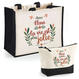 Sac Fête des Mères Mamie Famille Idée Cadeau anniversaire Noël Travail Boulot Métier Départ Retraite Collègue Femme cabas shopping plage