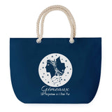 Sac de plage Bleu anse corde Gémeaux Signe Zodiaque