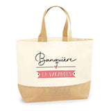 Sac Jute Fête des Mères Fêtes des Pères Mamie Papi Famille Idée Cadeau anniversaire Noël Travail Boulot Métier Départ Retraite Collègue Femme Homme