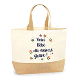 Sac Jute Fête des Mères Fêtes des Pères Mamie Papi Famille Idée Cadeau anniversaire Noël Travail Boulot Métier Départ Retraite Collègue Femme Homme