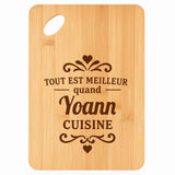 Planche bambou gravée personnalisée homme idée cadeau Fête des Pères apéro 30×20 prénom cuisine plateau fromage anniversaire noel papa papi 