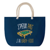 Sac de Plage Bleu avec Anse Corde J'peux Pas Baby-Foot