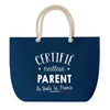 Sac de plage Bleu anse corde Certifié meilleur Parent
