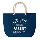 Sac de plage Bleu anse corde Certifié meilleur Parent