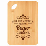 Planche bambou gravée personnalisée homme idée cadeau Fête des Pères apéro 30×20 prénom cuisine plateau fromage anniversaire noel papa papi 