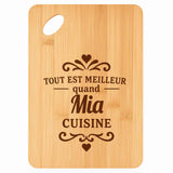 Planche bambou gravée personnalisée femme idée cadeau Fête des Mères apéro 30×20 prénom cuisine plateau fromage anniversaire noel maman mamie