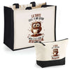 Cabas femme sac plage ou shopping tote bag pochette trousse Idée cadeau original pour anniversaire Noël travail départ retraite collègue famille fete des mères maman mamie