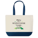Sac de shopping bleu Merci Prothésiste Dentaire Inoubliable Homme